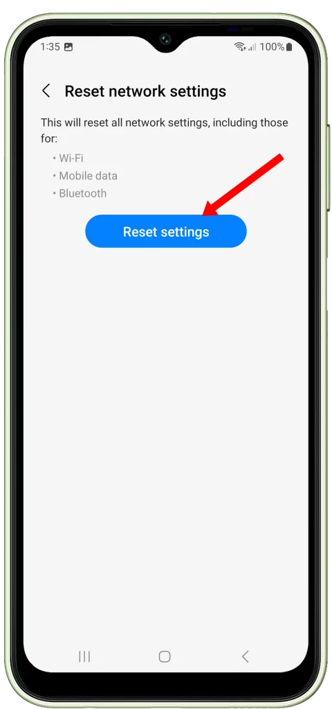 Tap the Reset settings button on Galaxy A14