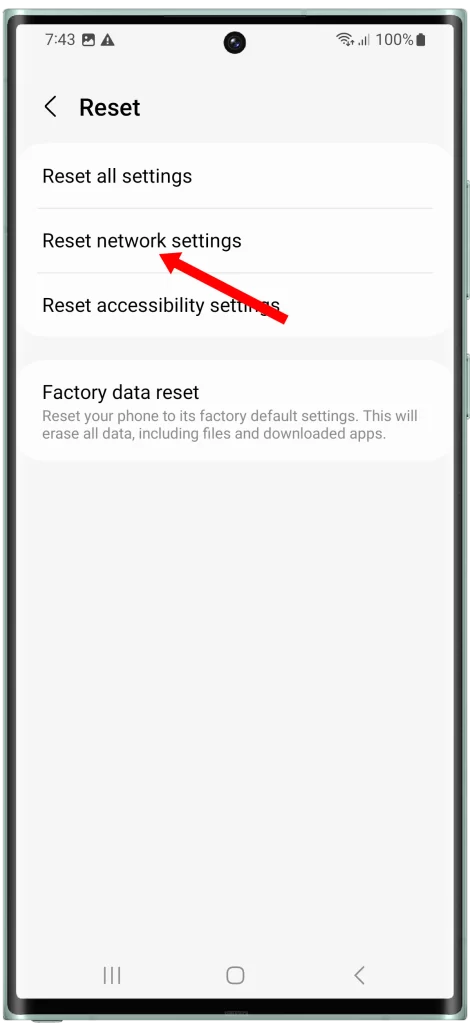 Select Reset network settings.