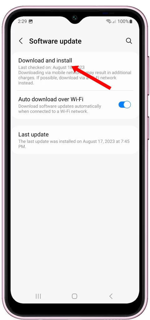 Tap Download and install on Galaxy F14