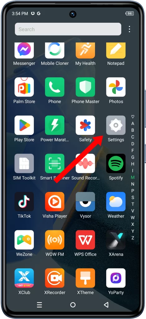 Open the Settings app.

The Settings app is the main hub for all of your phone's settings. To open it, swipe down from the top of the screen and tap the Settings icon (gear icon).
