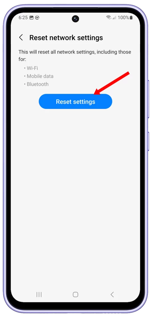Tap Reset settings on Galaxy A54