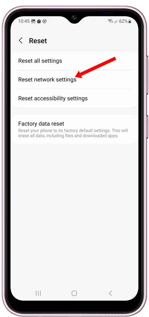 Select Reset network settings on Galaxy F14