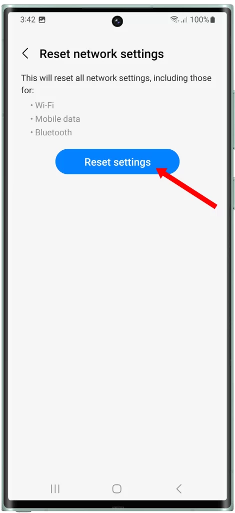Tap the Reset settings button on Galaxy S23 Ultra
