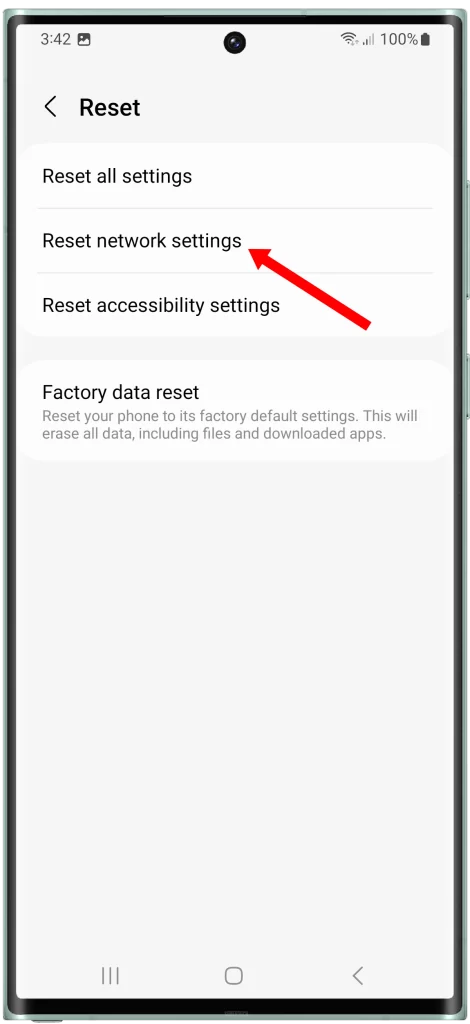 Select Reset network settings on Galaxy S23 Ultra