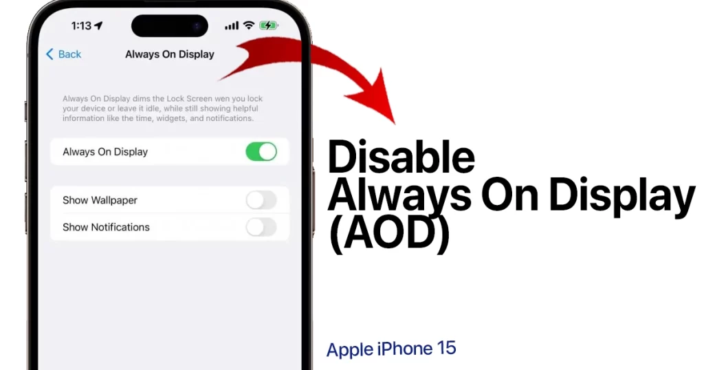 disable always on display iphone 15