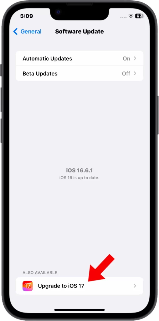 Tap Upgrade to iOS 17