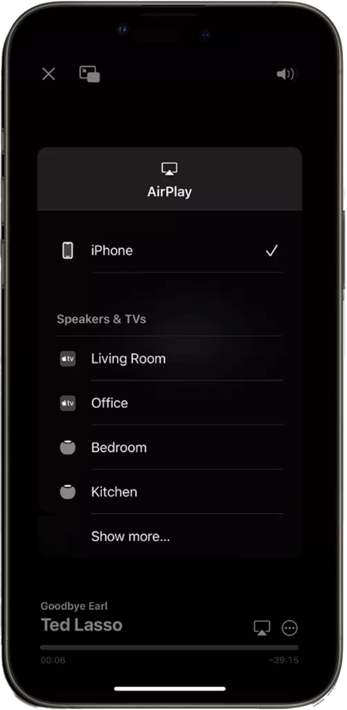 Select iPhone AirPlay